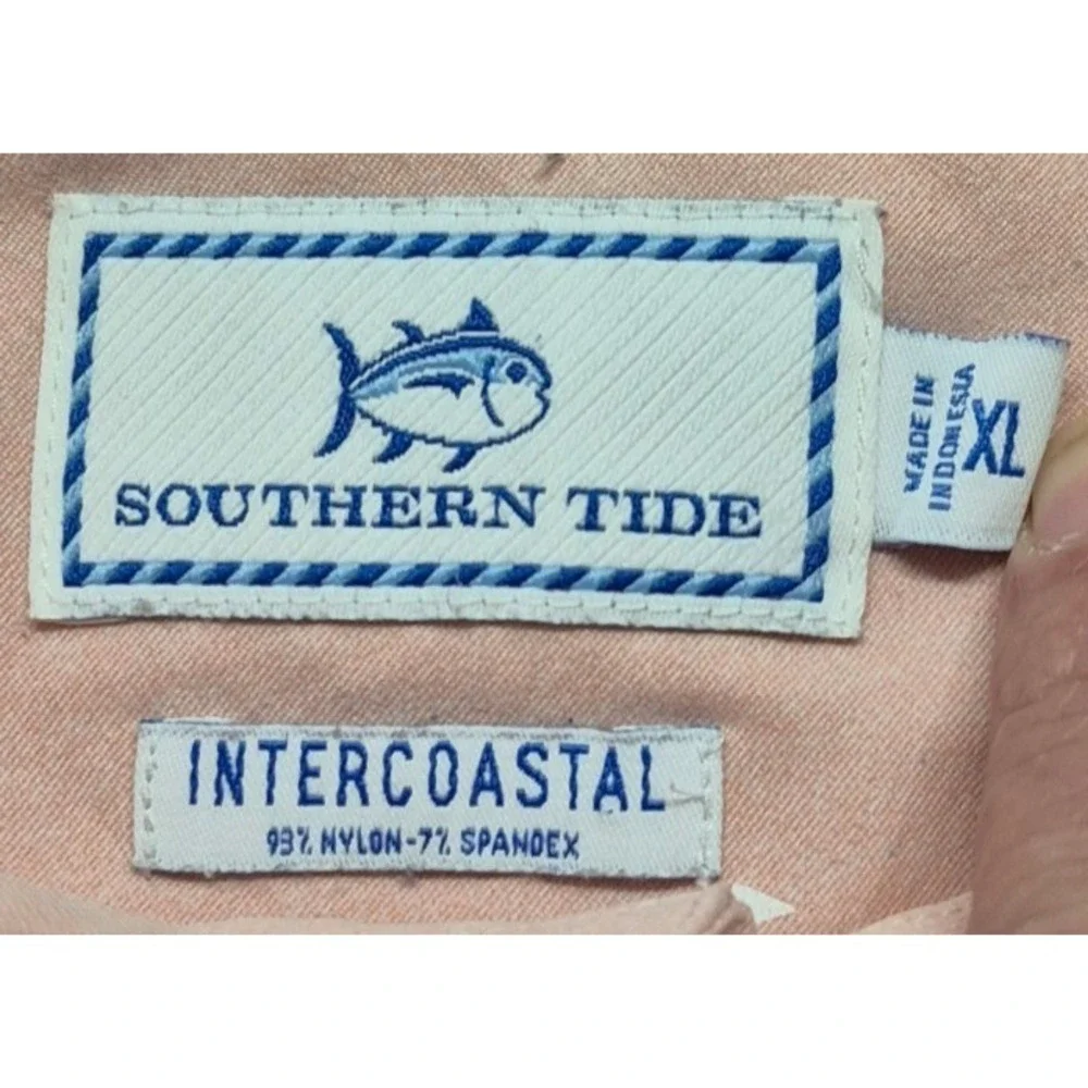 Southern Tide‎ Intercostal men's pink golf flag print button up shirt XL stretch